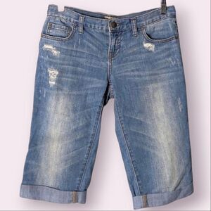 Free People Low Rise Stretch Denim Cuffed  Bermuda Shorts size 26